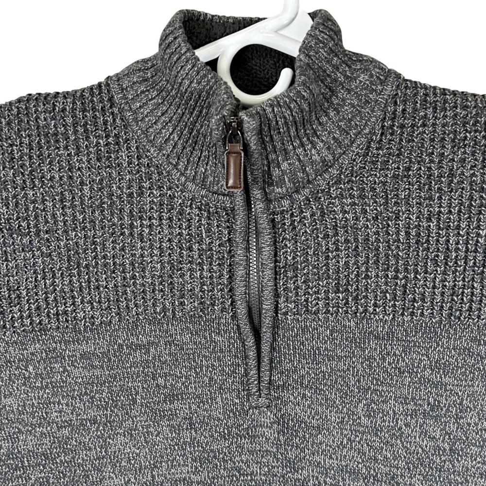 Field &‎ Stream Mens XL Quarter Zip Sweater Charcoal Gray Marl Cotton Knit